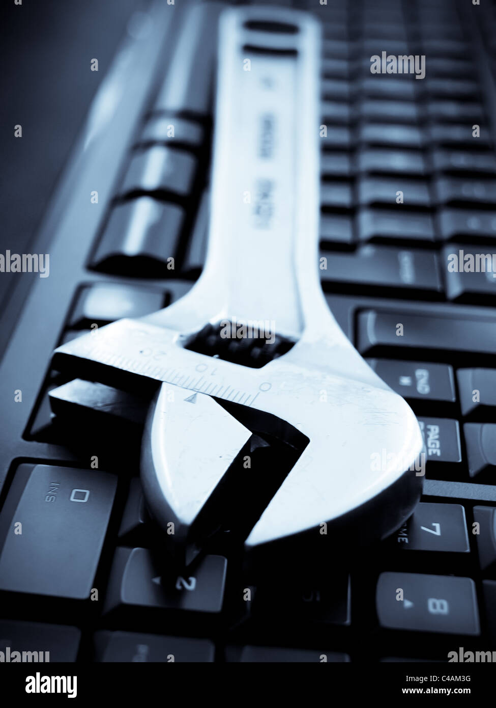 Keyboard with a key over it, showing technical support, or something ...