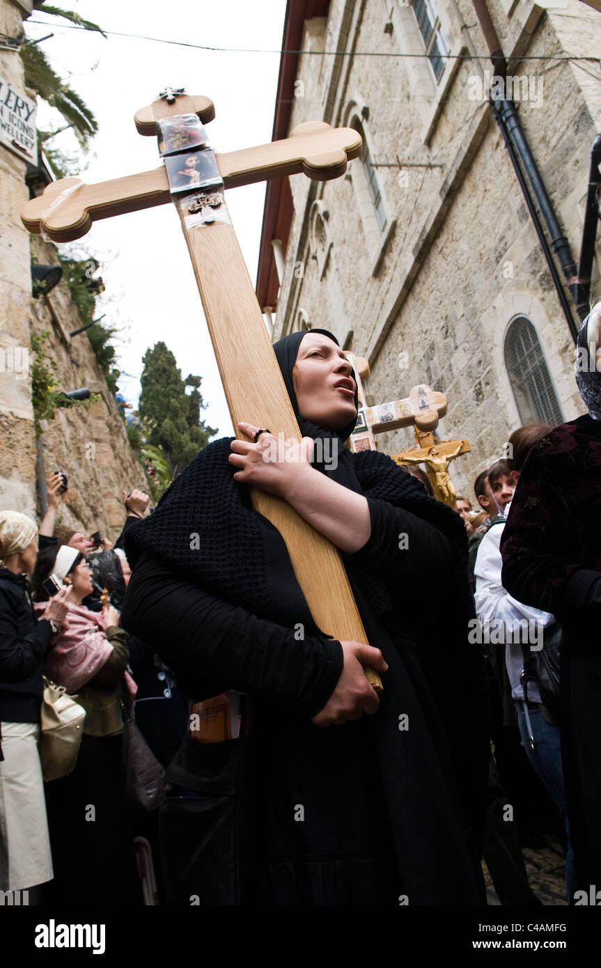 Good Friday procession in the Via dolorosa in the old city of Jerusalem ...