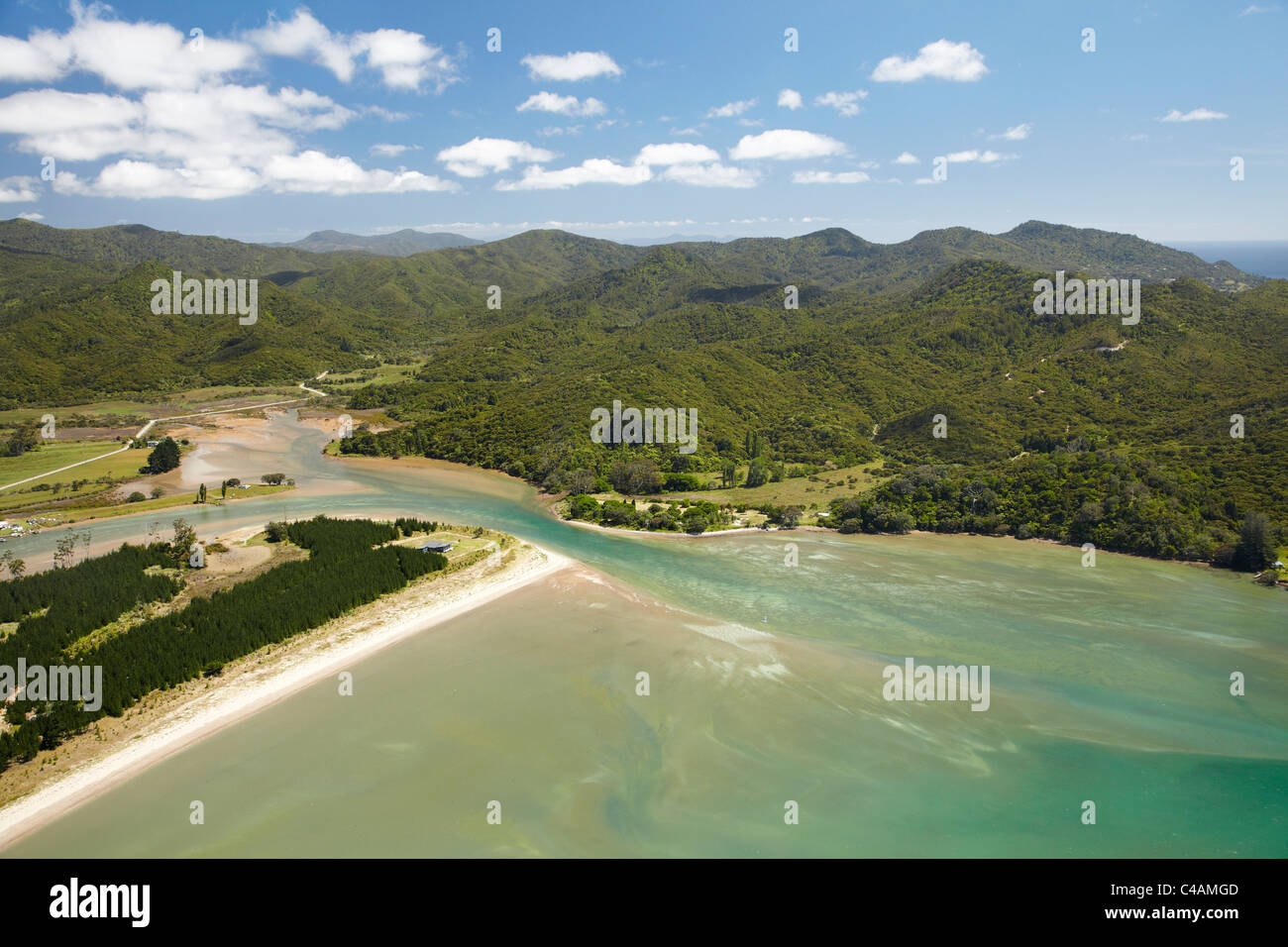 Kennedy Bay, Coromandel Peninsula, North Island, New Zealand aerial