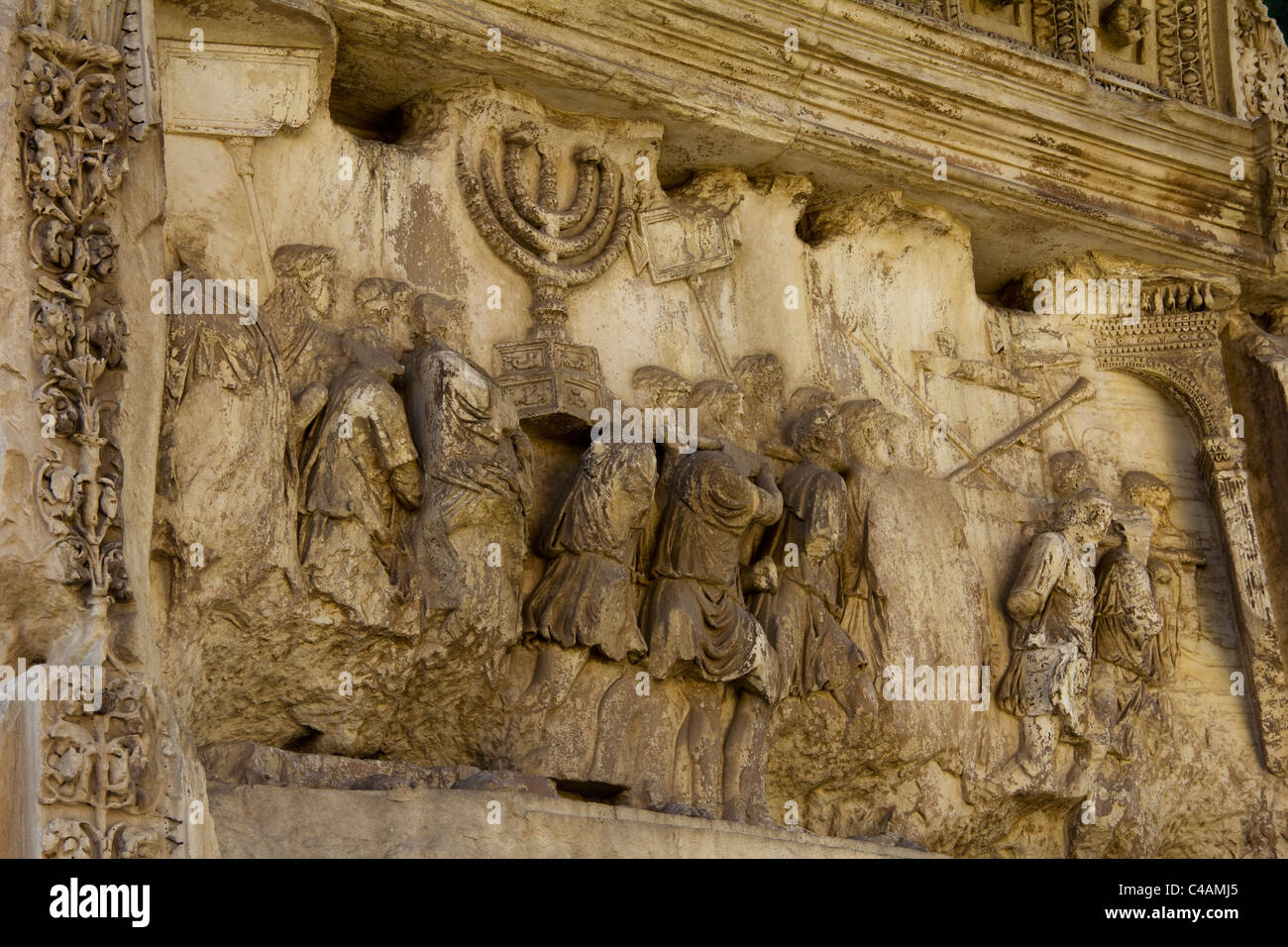 Detail on Arch of Titus Roman Forum Rome Italy Stock Photo