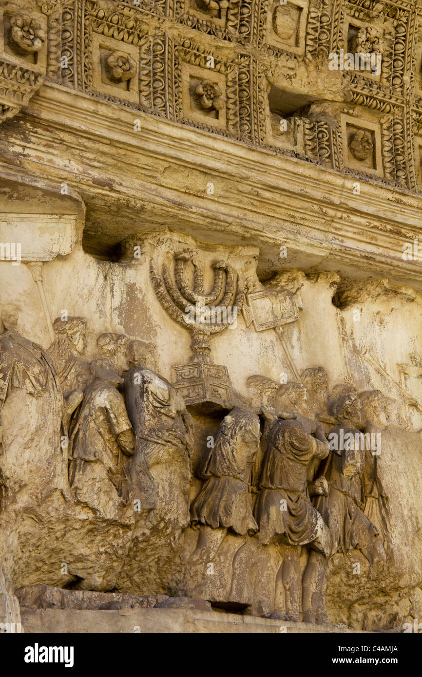 Detail Arch of Titus Roman Forum Rome Italy Stock Photo