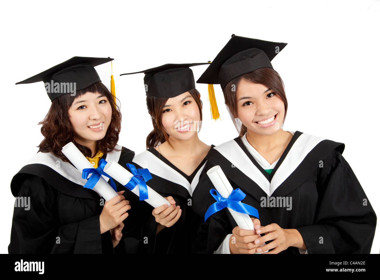 three asian Graduation Girls Stock Photo