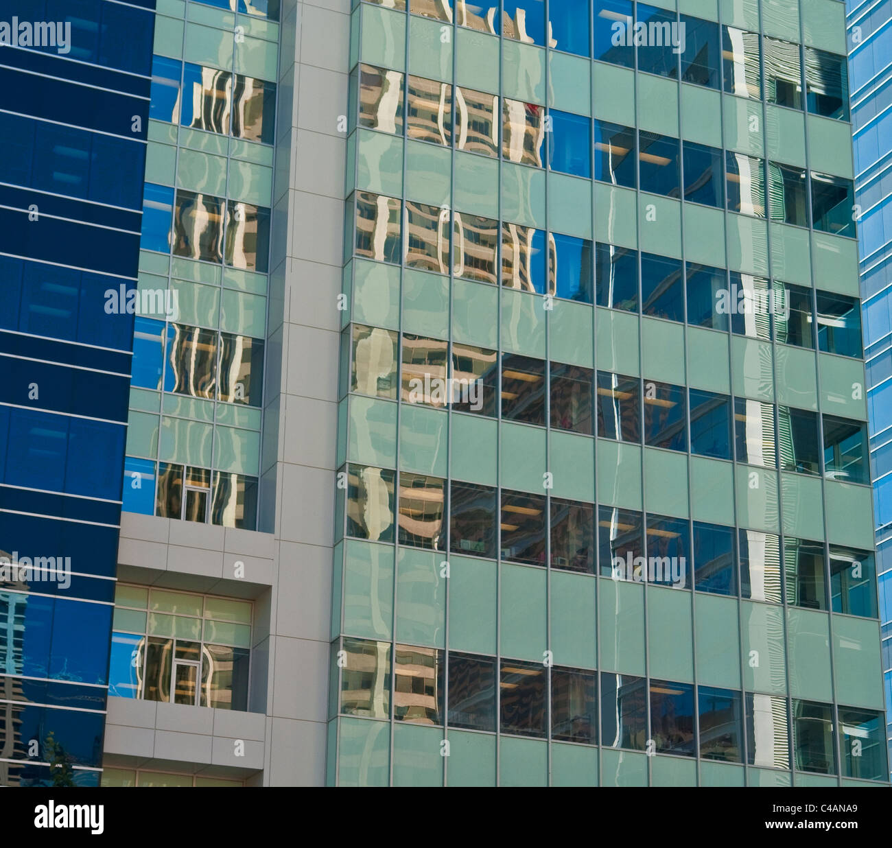Calgary downtown, high rise office building, modern, reflections Stock