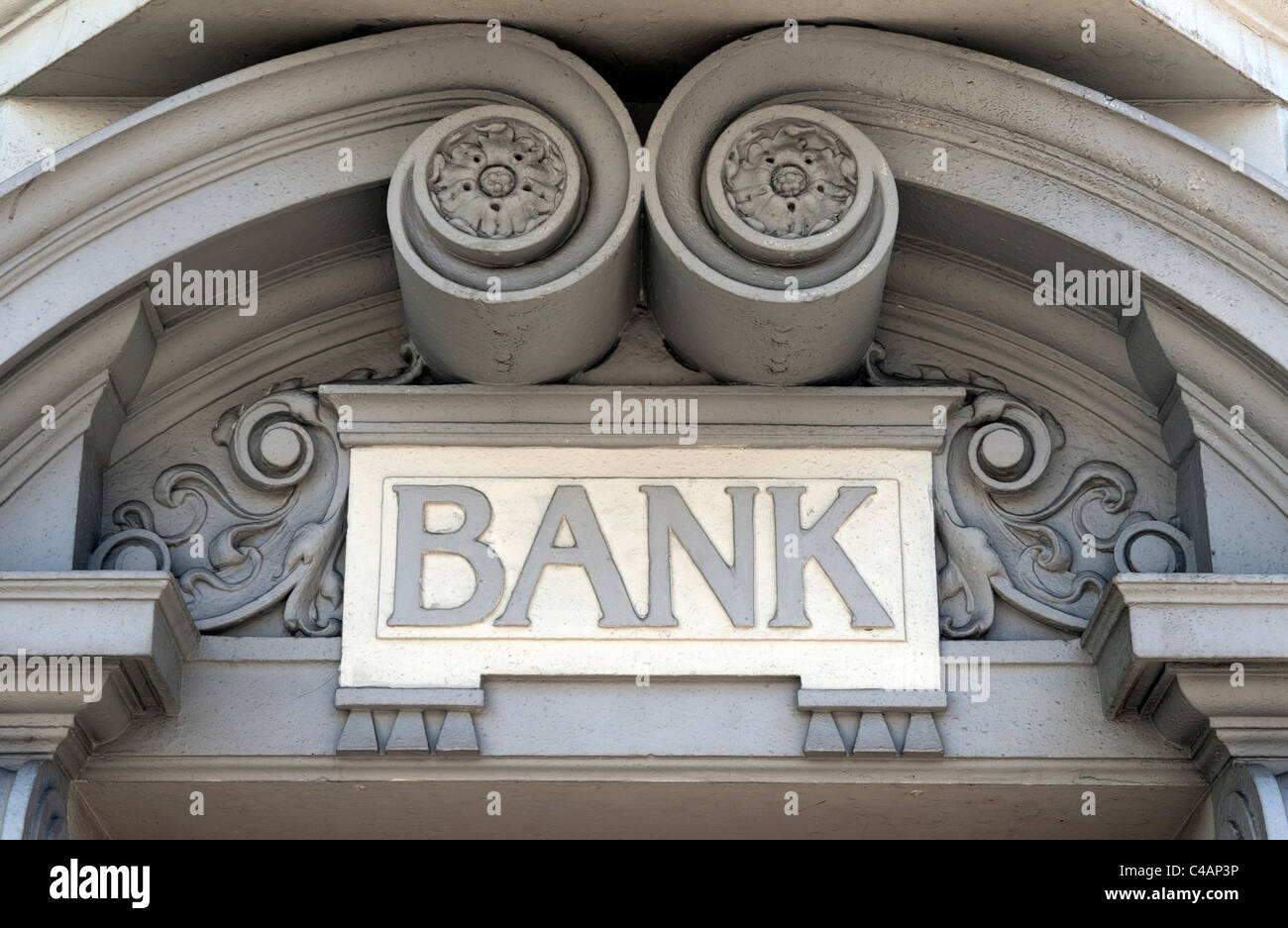 Stone sign over a branch of HSBC in Portobello Road, London Stock Photo