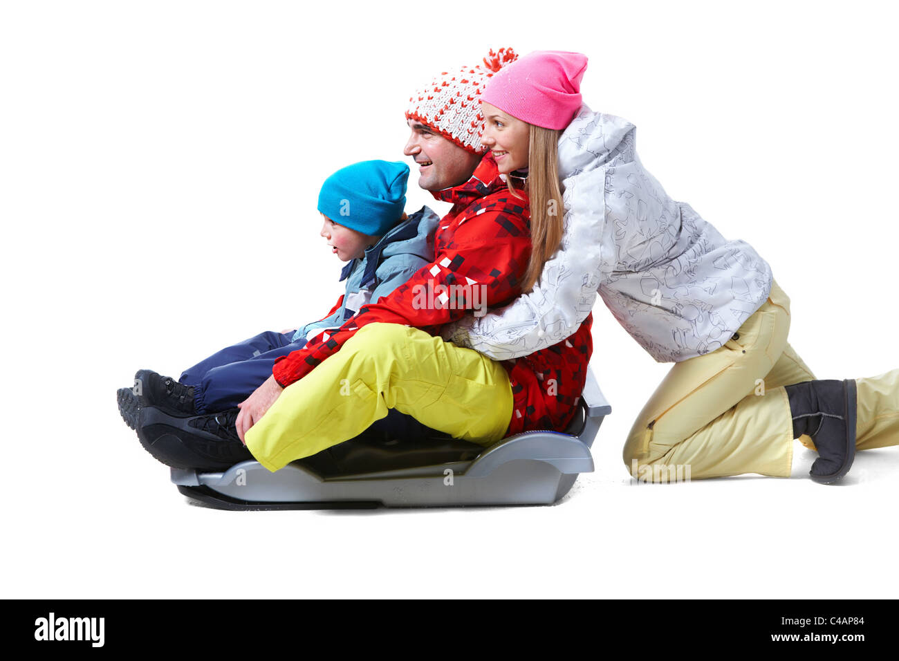 Tobogganing woman Cut Out Stock Images & Pictures Alamy