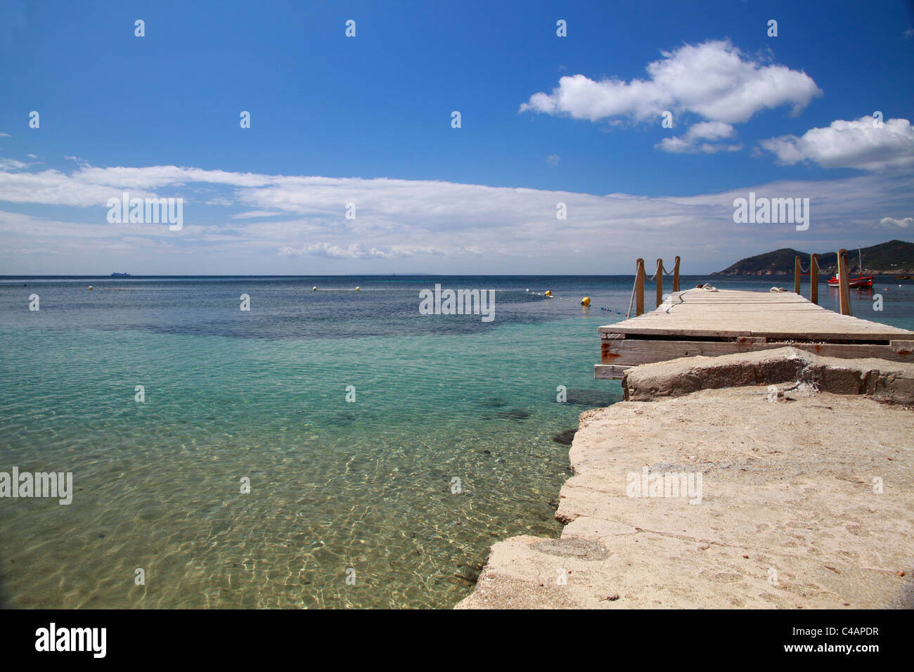 View from the beach of Cala Pada, Ibiza, Spain Stock Photo - Alamy