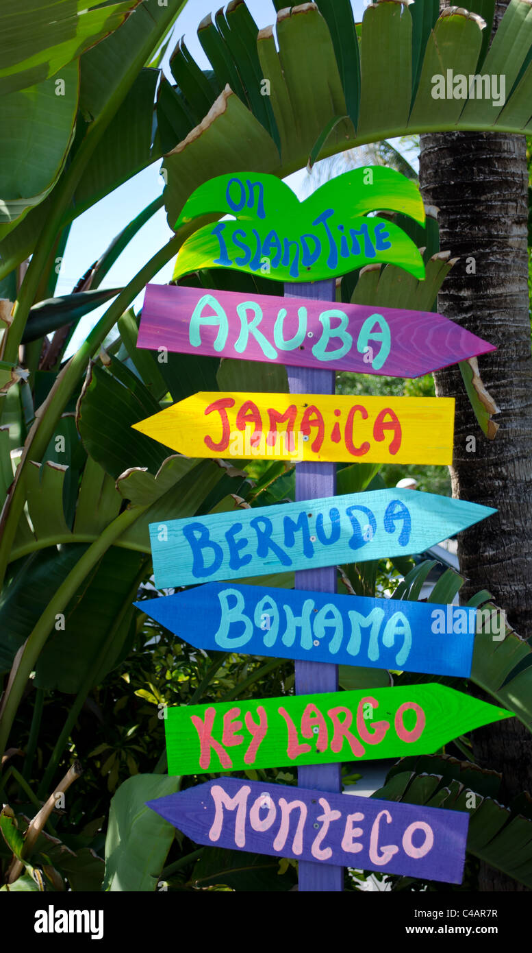 Tropical Directional Sign Pole Based On Kokomo Beach Boys Song Stock Photo Alamy