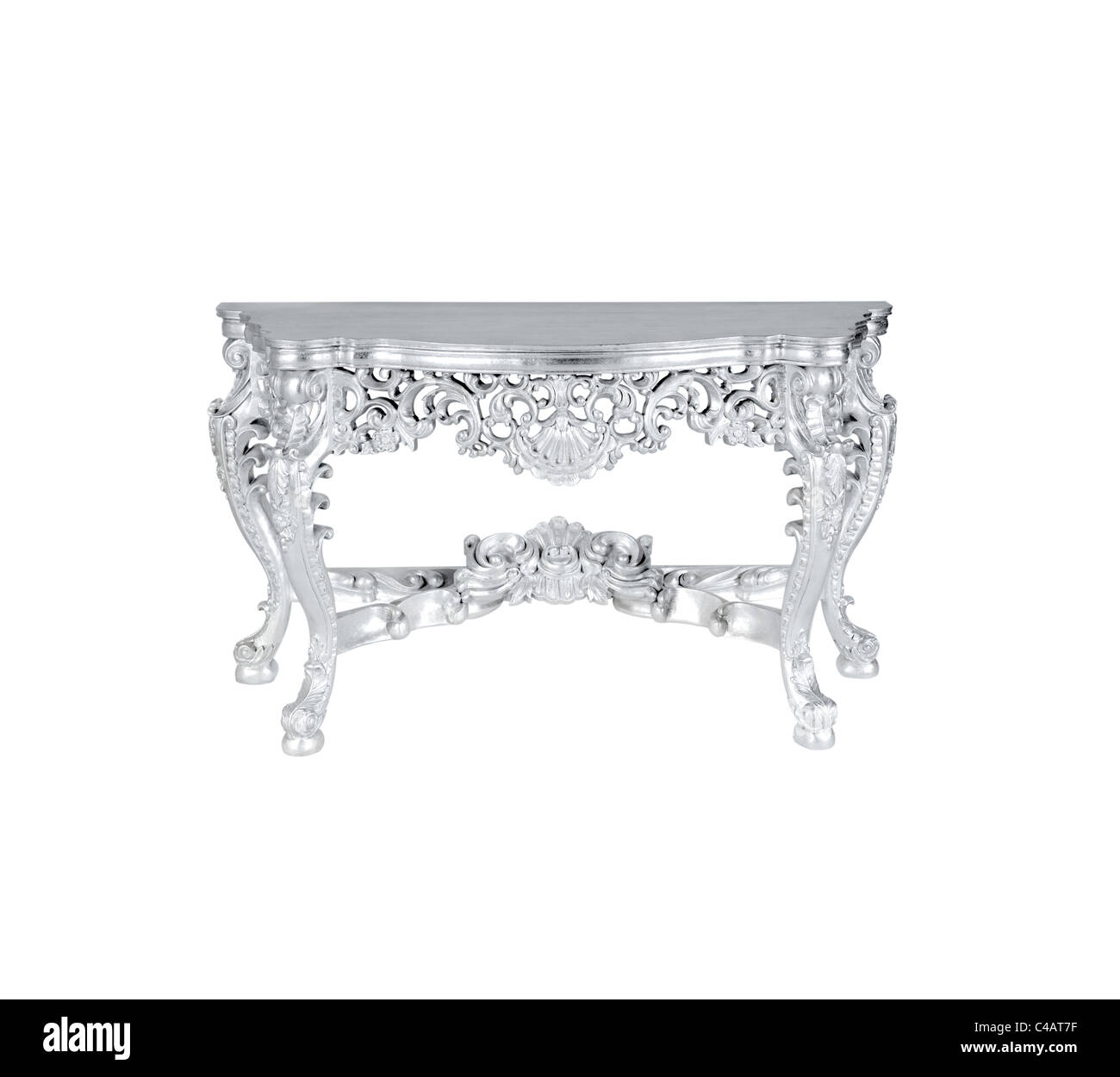 silver table isolated on white Stock Photo Alamy