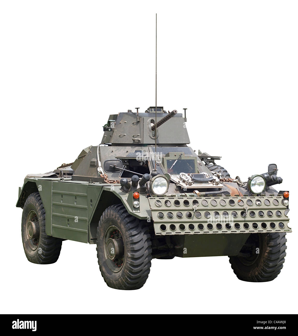 Daimler Ferret Scout Armoured Car isolated on white Stock Photo