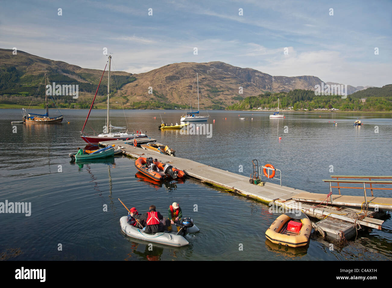 Boat moorings at Ballachuilish, Loch Leven, Glencoe, Highland Region