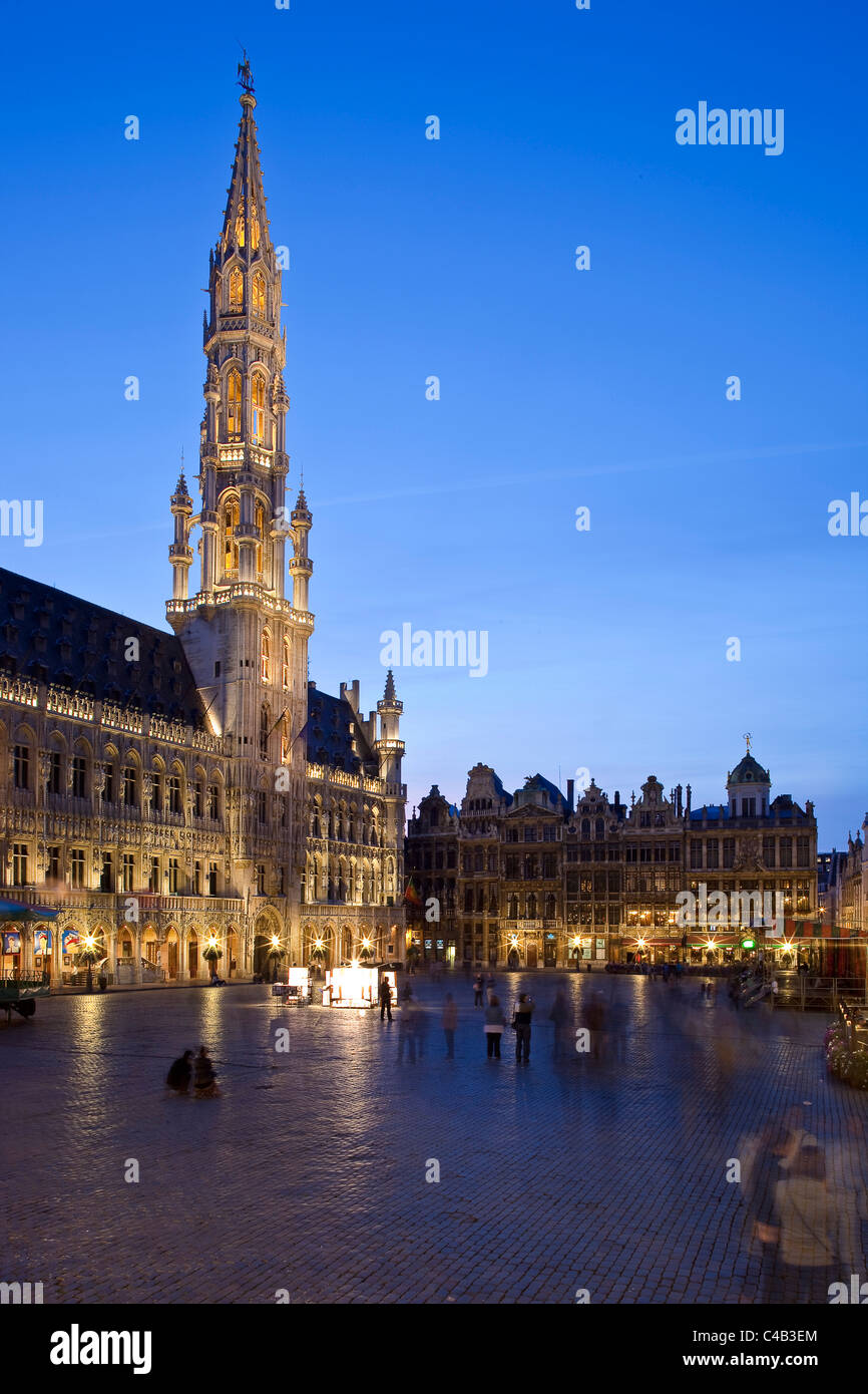 La Grand Place in Brussels, Belgium by night. Stock Photo