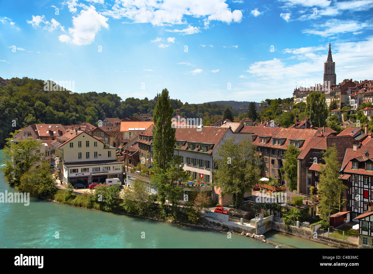 Bern city in Switzerland. View from river. Stock Photo