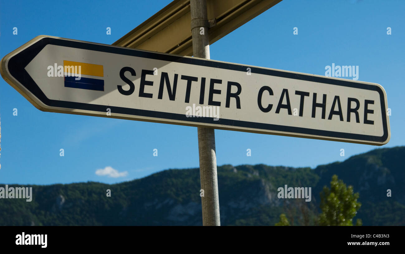 Cathare way (Sentier Cathare) waymark, rural France Stock Photo