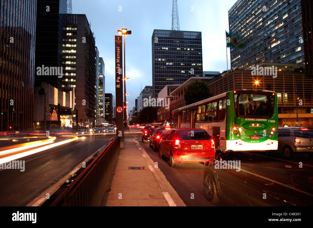 The famous Avenida Paulista in the heart of Sao Paulo. Brazil Stock Photo