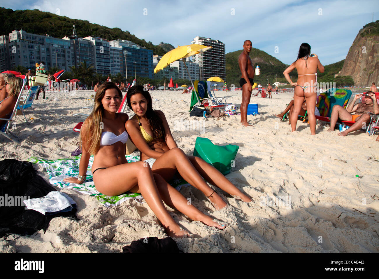 The famous Copacabana Beach in Rio de Janeiro. Brazil Stock Photo