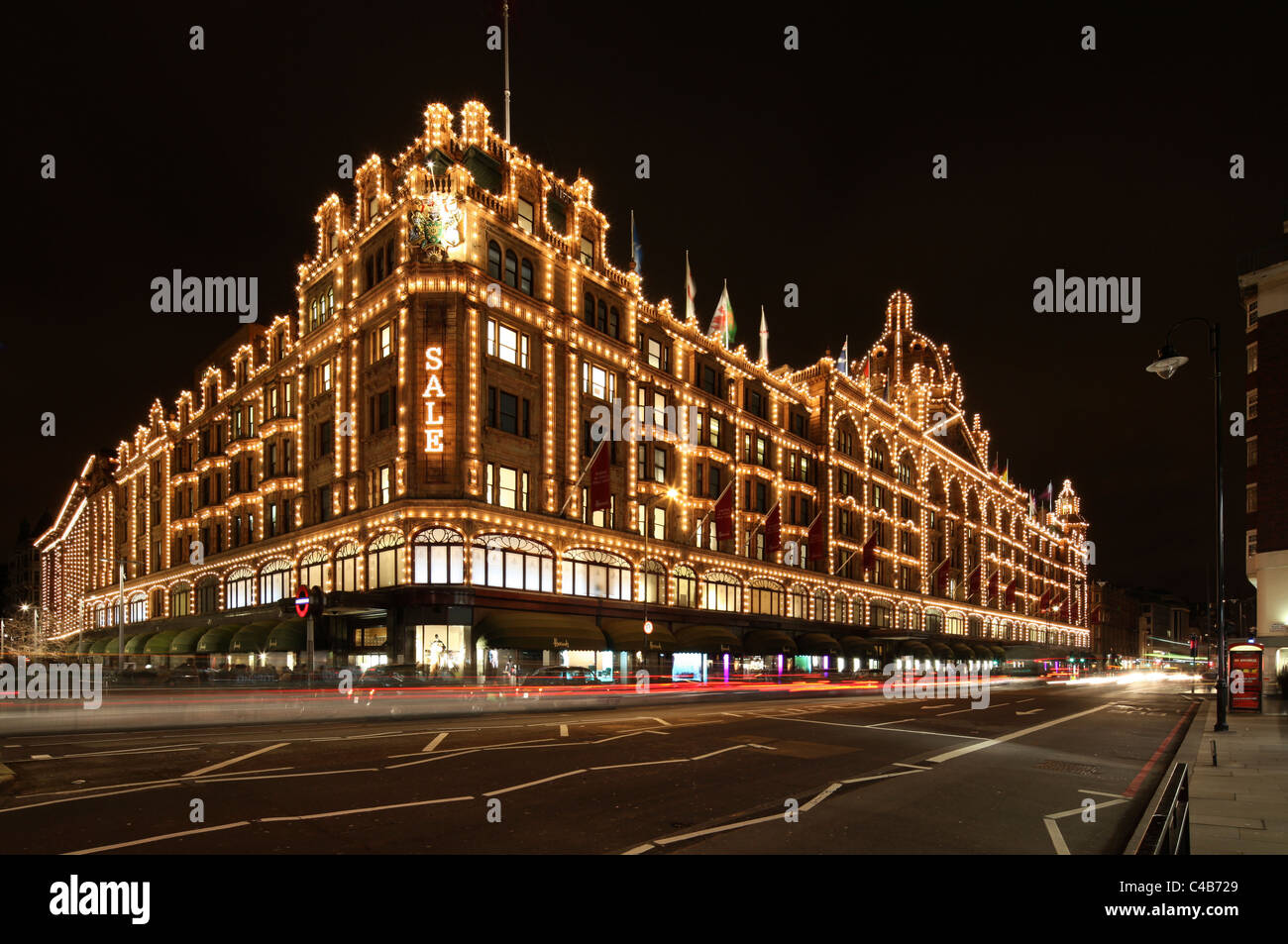 The famous Harrods Department Store in London Knightsbridge. Stock Photo