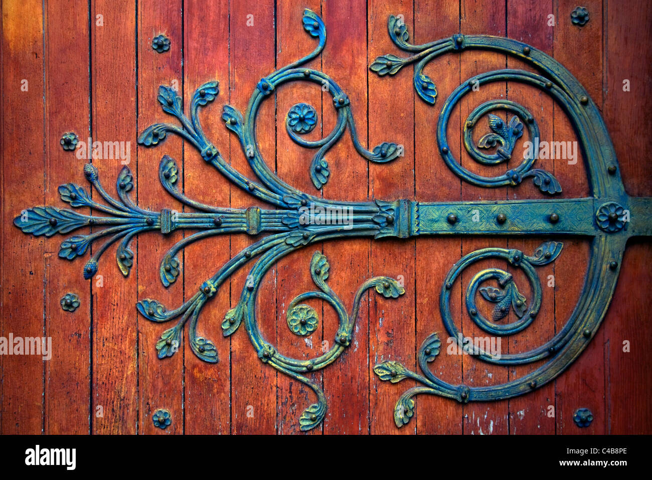 Arles; Bouches du Rhone, France; Detail of ornament on the door of the St.Trophime Church Stock Photo