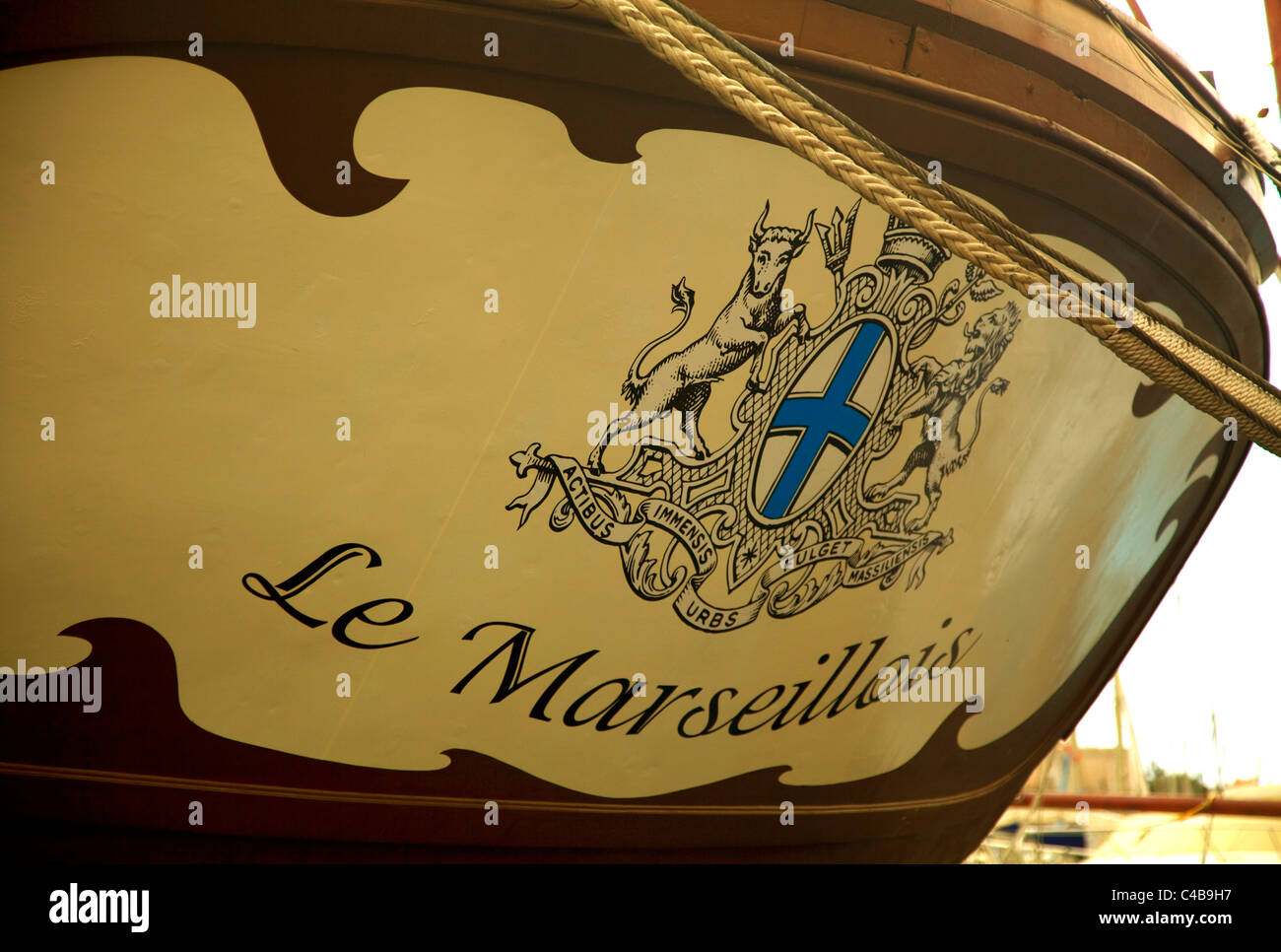 Marseille, Provence, France; A coat of arms on a ship anchored at the port  Stock Photo - Alamy