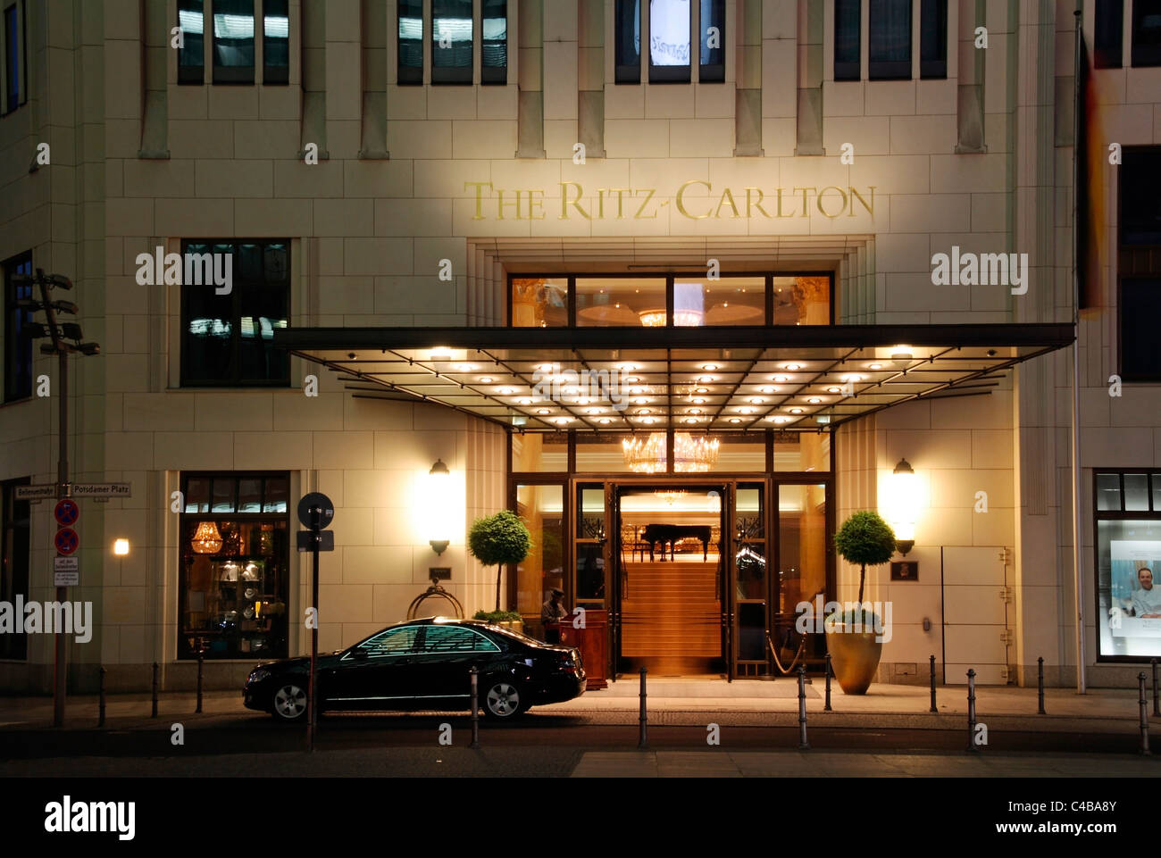 Entrance of the Ritz-Carlton Hotel at Potsdamer Platz in Berlin. Stock Photo