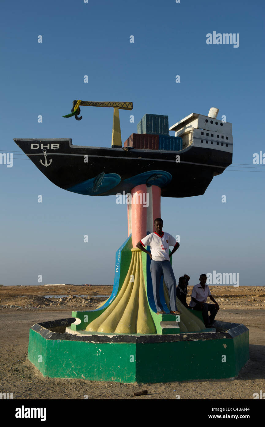 Ship statue at the Gulf of Aden, Berbera, Somaliland, Somalia Stock Photo