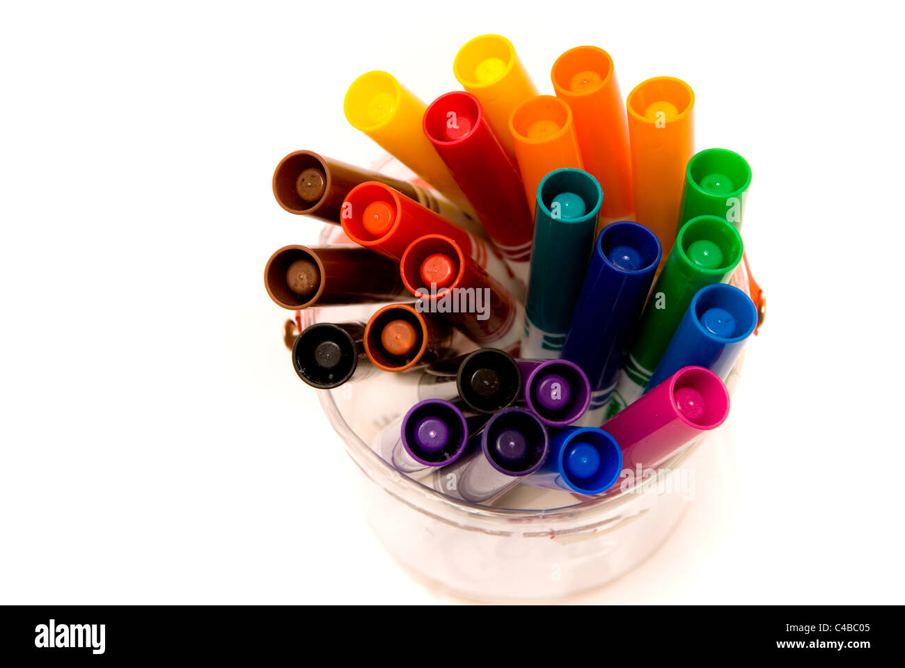 Coloured marker pens isolated on a white background with space for text or cutout Stock Photo