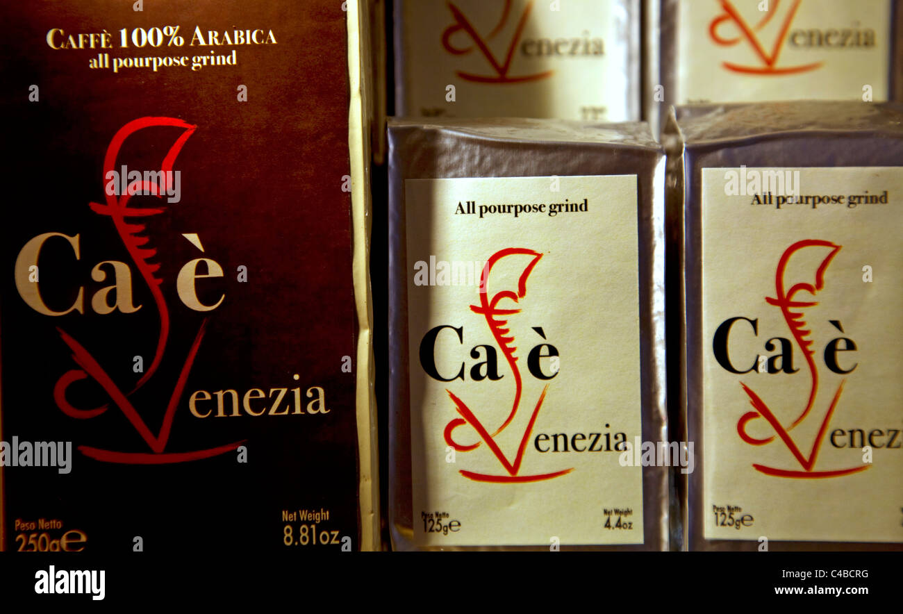 Venice, Veneto, Italy; Coffee in packets Stock Photo