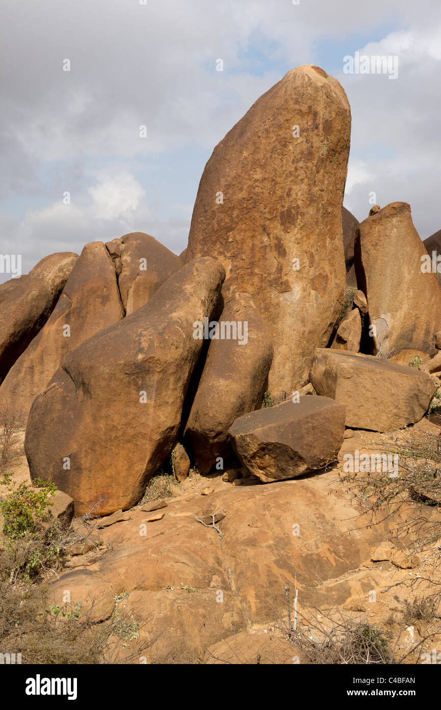 Scenery at the site of Dhagax Khoure, ancient  rock-art, Somaliland, Somalia Stock Photo