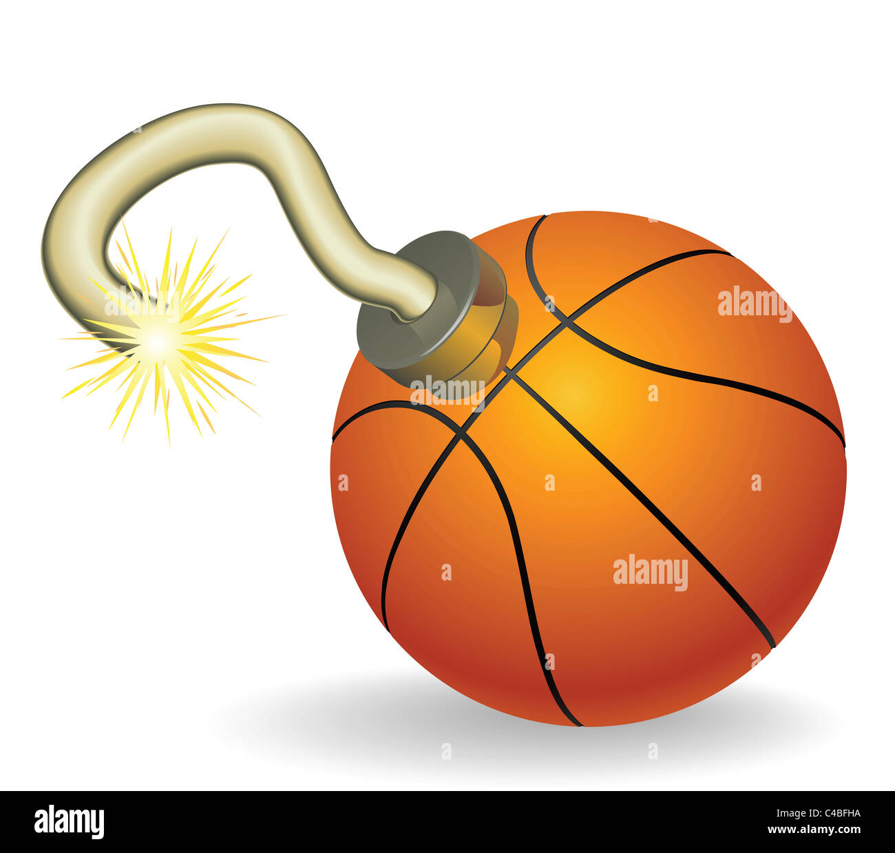 Time bomb in shape of basketball concept. Represents countdown to explosive event or ongoing basketball crisis Stock Photo