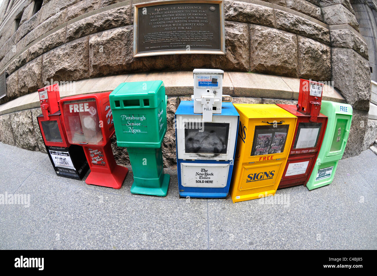 Colorful boxes for newspapers, Pittsburgh,Pennsylvania, USA Stock Photo