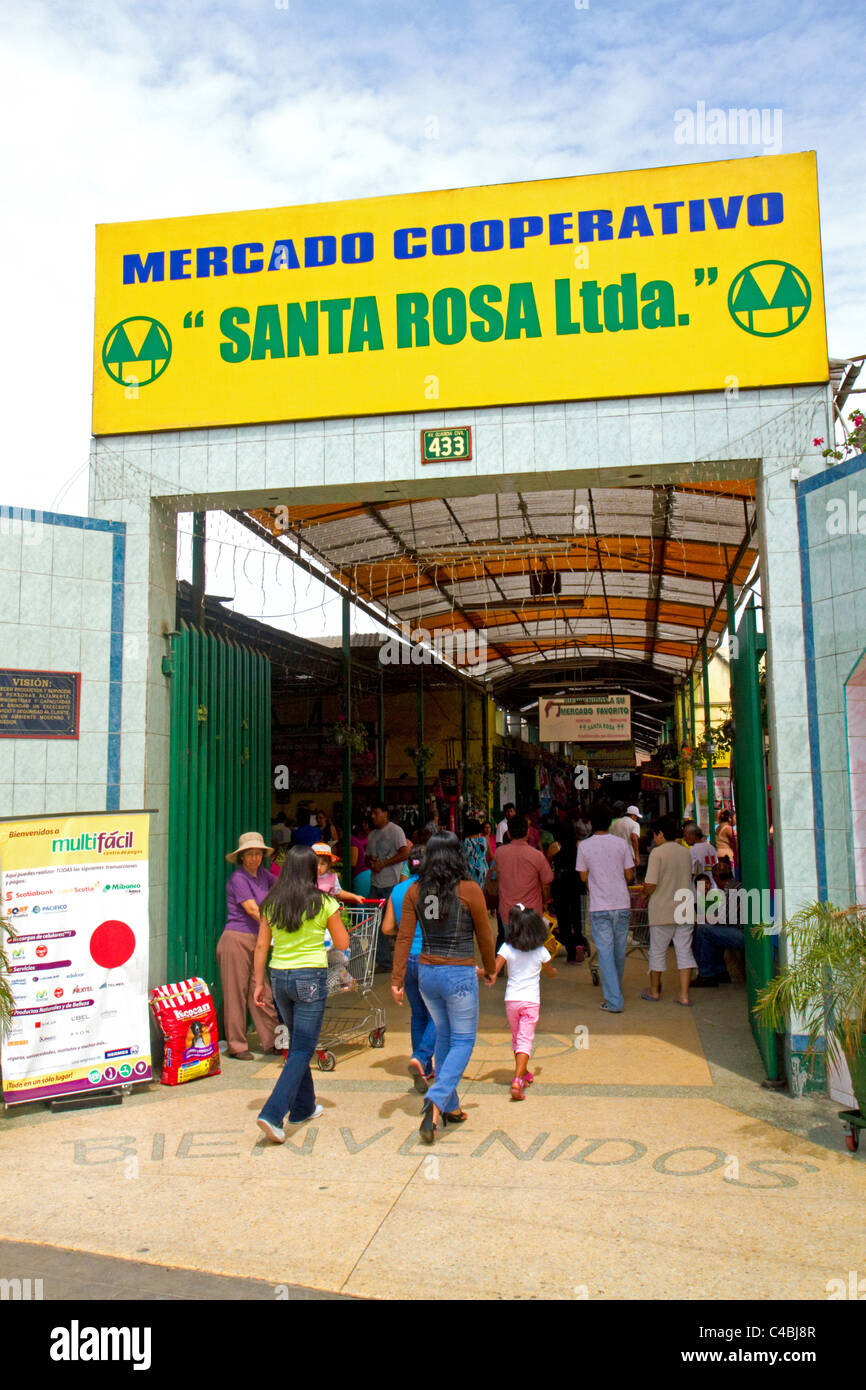A cooperative produce market in the Chorrillos district of Lima, Peru. Stock Photo
