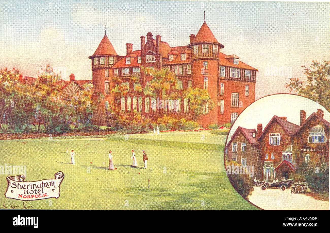 Postcard of Sheringham Hotel, Norfolk Stock Photo Alamy