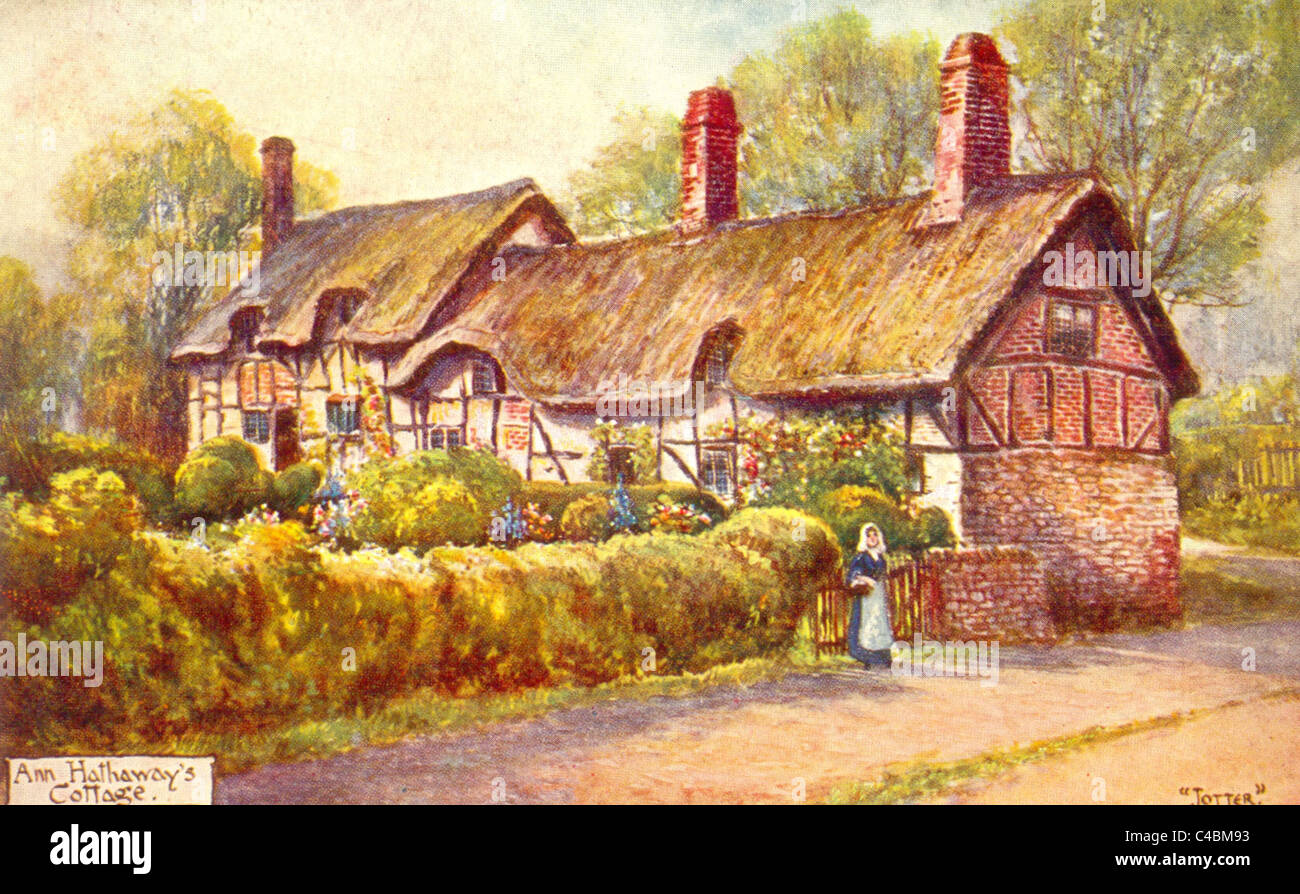 Edwardian postcard of Ann Hathaway's Cottage Stock Photo