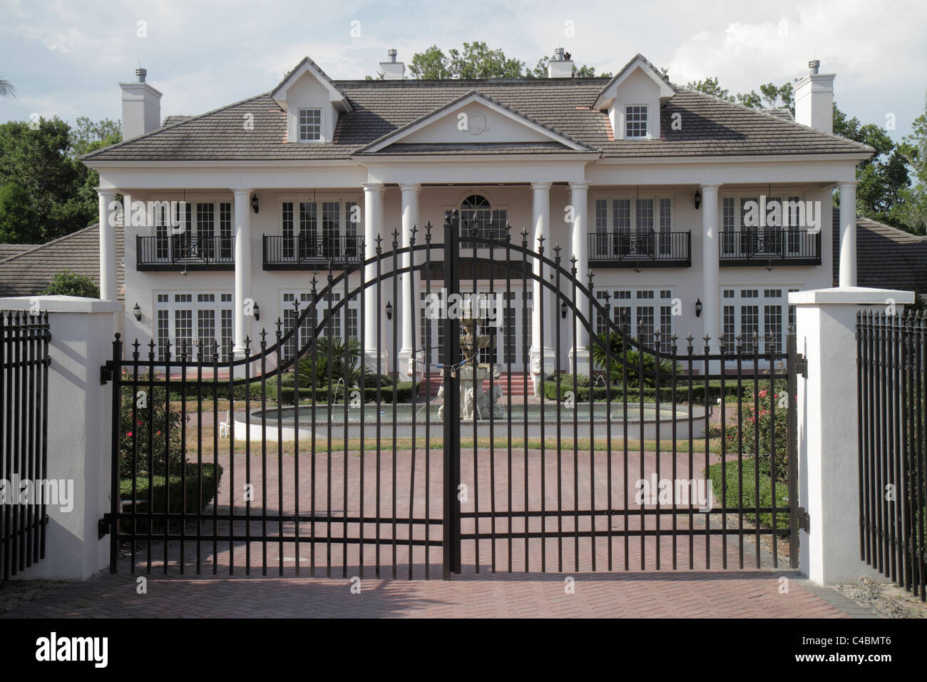 Orlando Florida Winter Springs house mansion gate gated front Stock