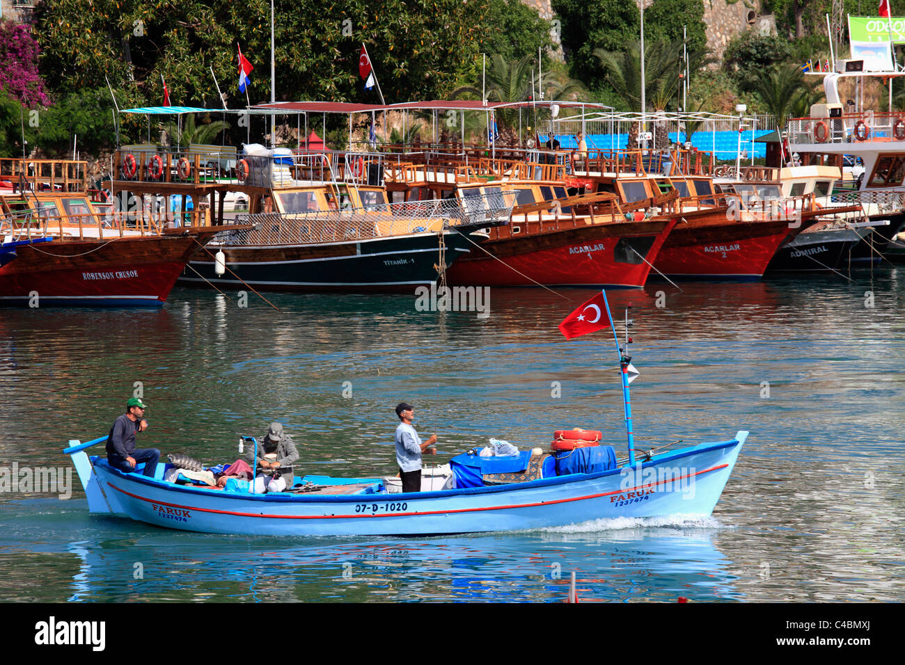 Turkey, Alanya, fishing boat, fishermen Stock Photo Alamy