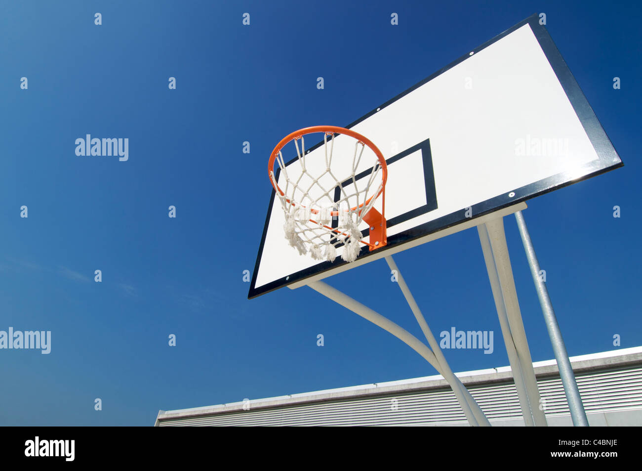 basketball hoop with blue sky Stock Photo Alamy