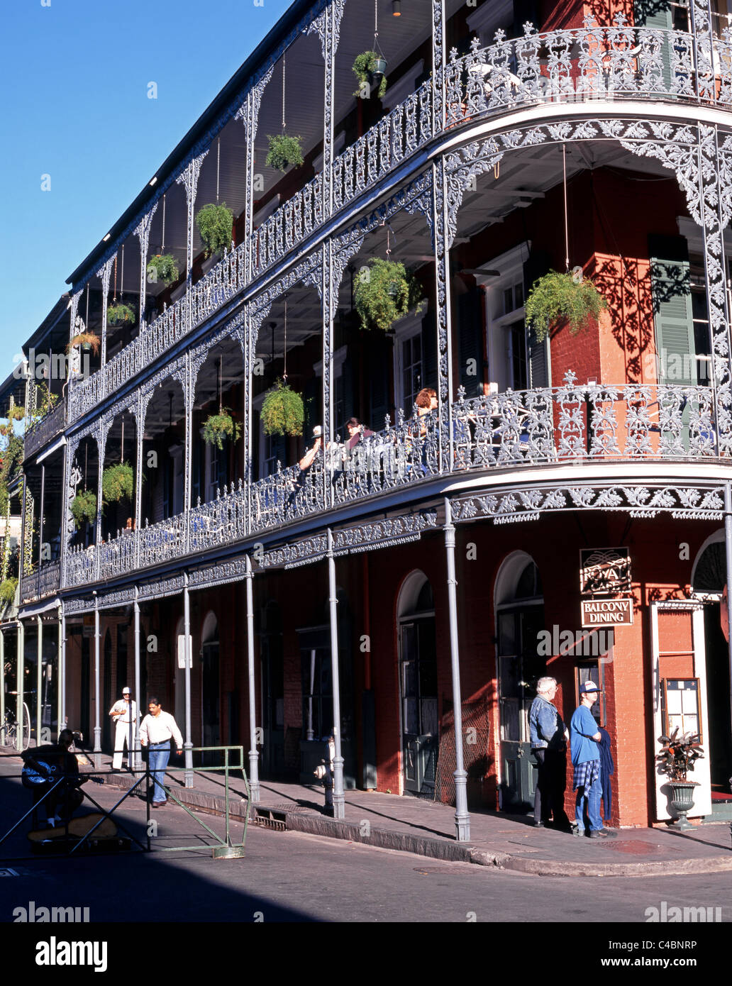 french wrought iron balconies building quarter orleans louisiana typical purchase alamy