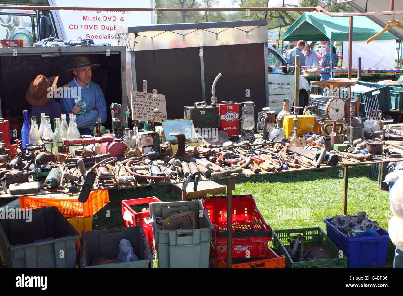 Assorted tools for sale at an autojumble stall, Antrim, Northern Ireland Stock Photo