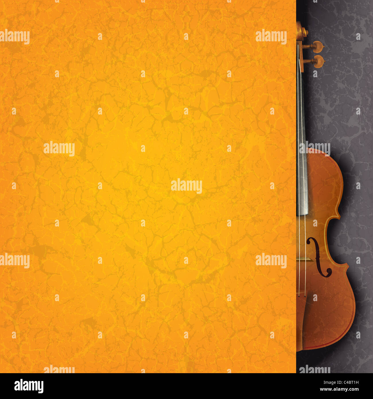 abstract grunge orange music background with violin on black Stock ...