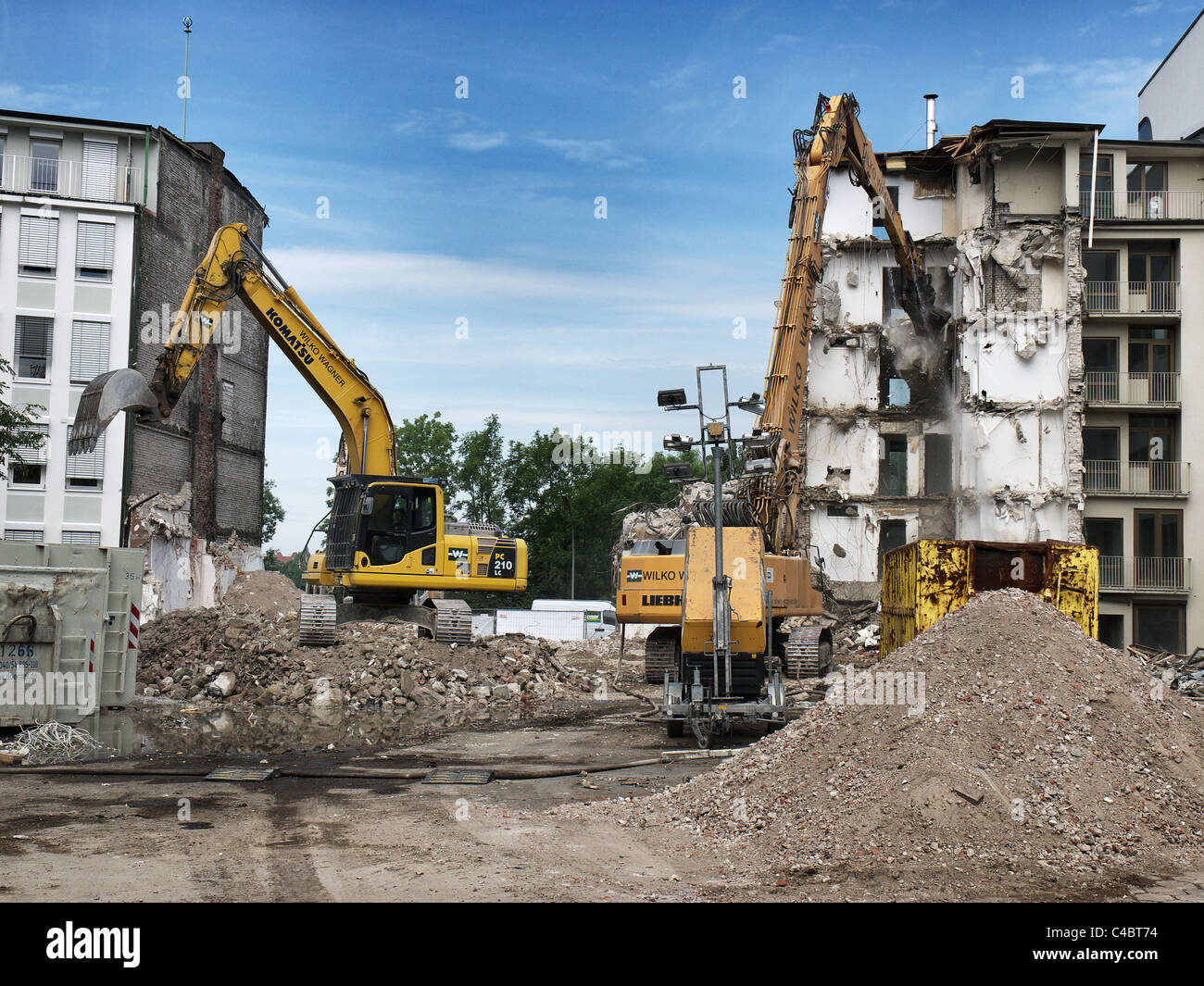 Demolition of an old apartment house in Hamburg, Germany. Stock Photo