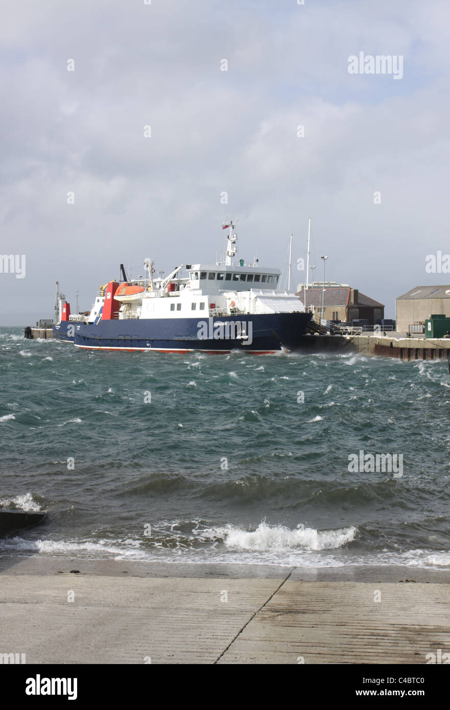 Ferry moored in Kirkwall Harbour Orkney Scotland May 2011 Stock Photo