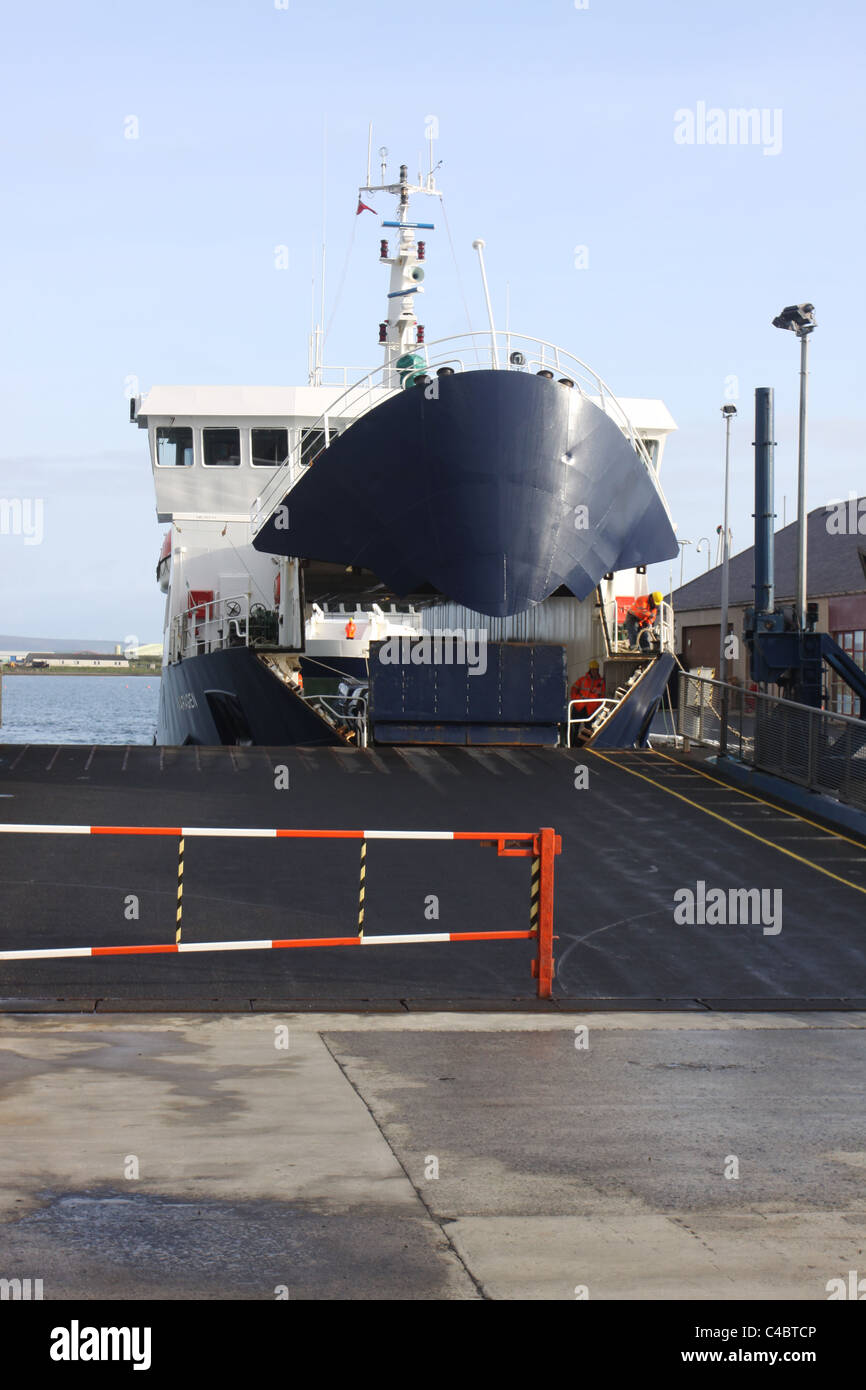 Ferry ready for boarding in Kirkwall Harbour Orkney Scotland May 2011 Stock Photo