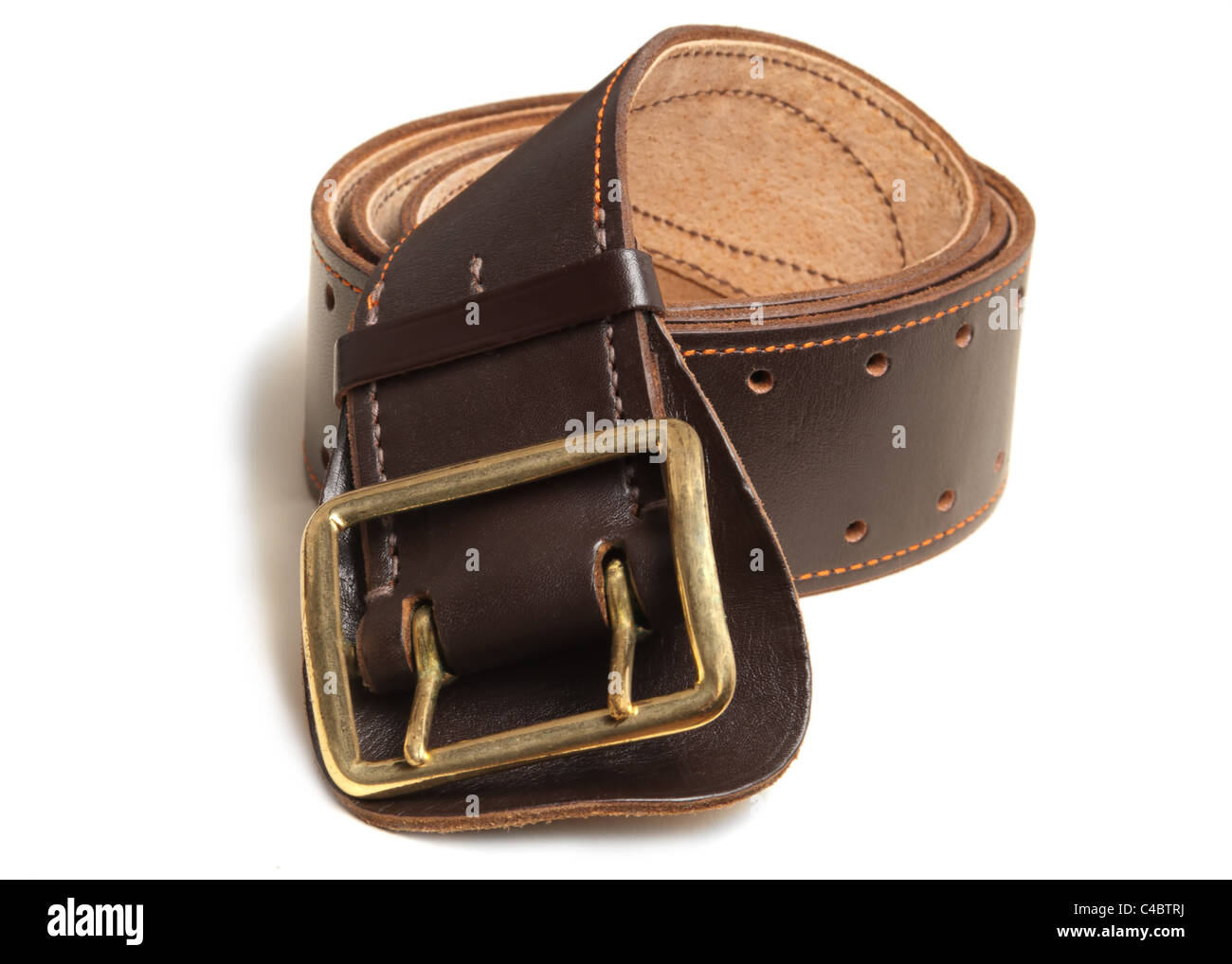 rolled-leather-belt-isolated-on-the-white-background-stock-photo-alamy