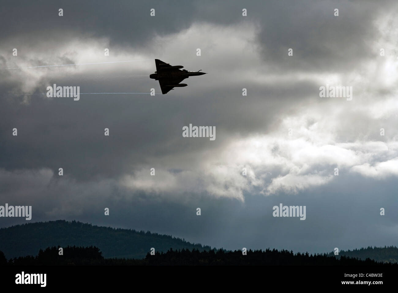 File picture (2010) of a French Mirage 2000 fighter jet during a training flight over eastern France. Stock Photo