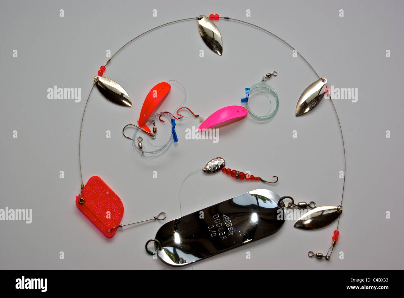 Basic Kokanee lures willow leaf gang troll attractor Apex Killer  high-action lures Wedding Band lure dodger attractor Stock Photo - Alamy