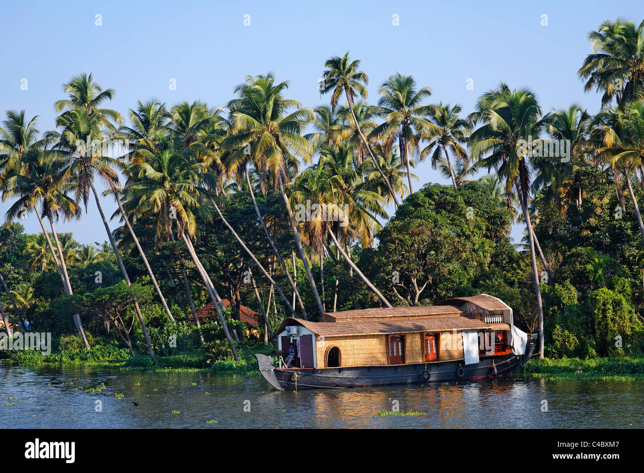 India - Kerala - Houseboat on the Kerala Backwaters Stock Photo