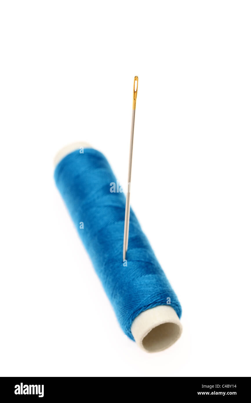Needle and thread isolated on white background Stock Photo Alamy