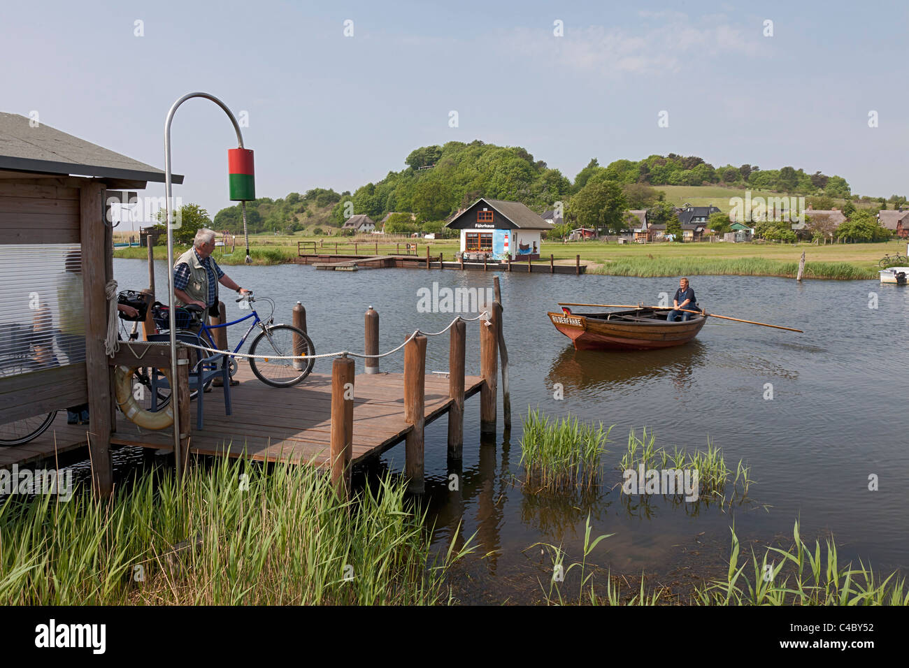Rowboat ferry of Moritzdorf, Ruegen island, Germany Stock Photo