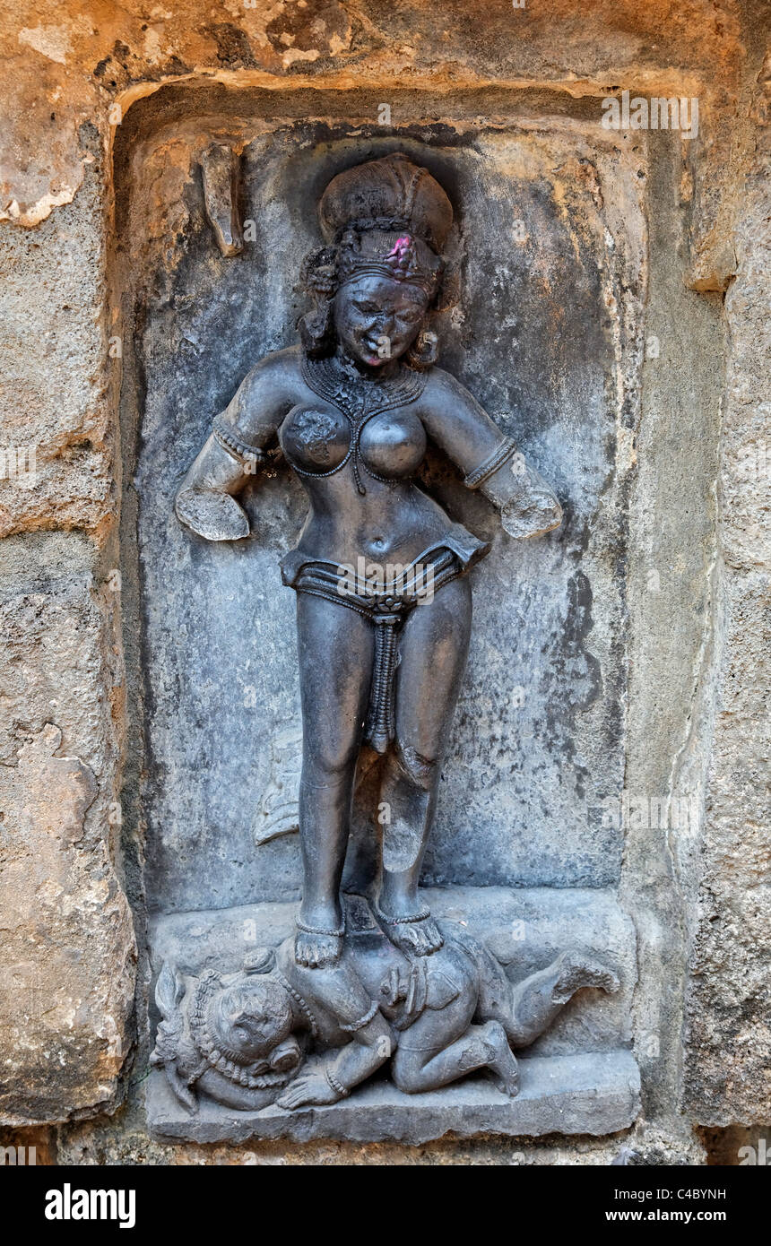 India - Orissa - Bhubaneswar - goddess sculpture at the Yogini temple Stock Photo