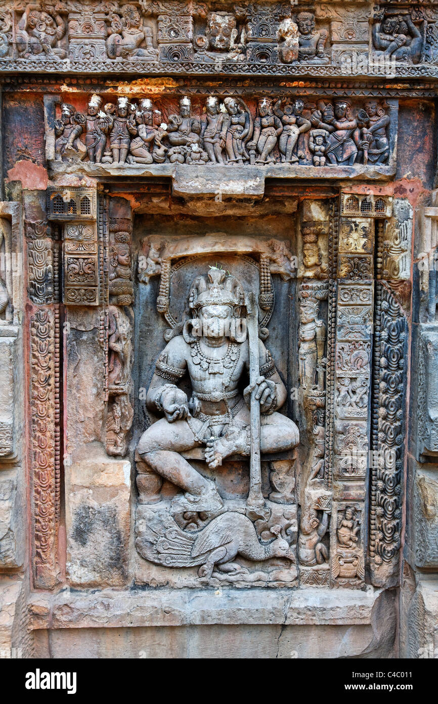 India - Orissa - Bhubaneswar - sculptural detail at the Hindu temple of Parasuramesvara Mandir Stock Photo