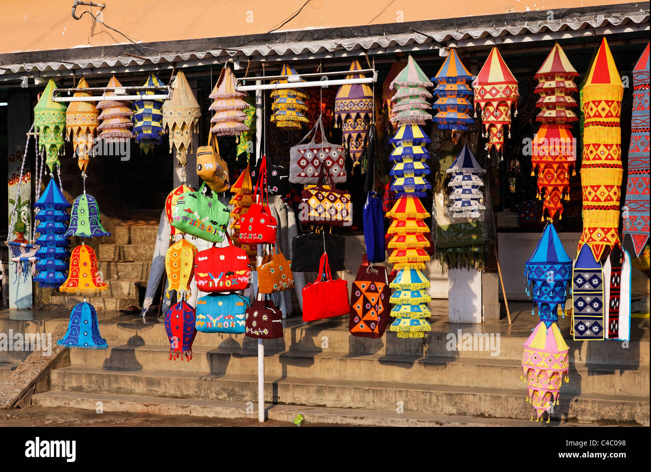 India Orissa Pipli shop selling colourful applique work Stock